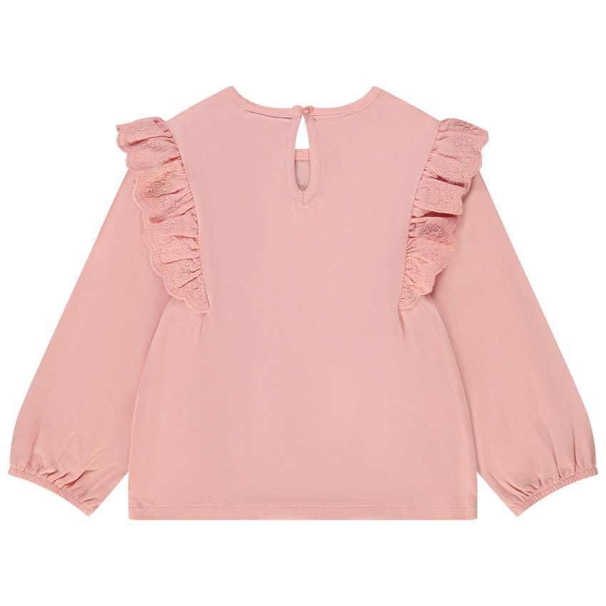 T-shirt manches longues volantées et brodées pour bébé fille - Multicolore