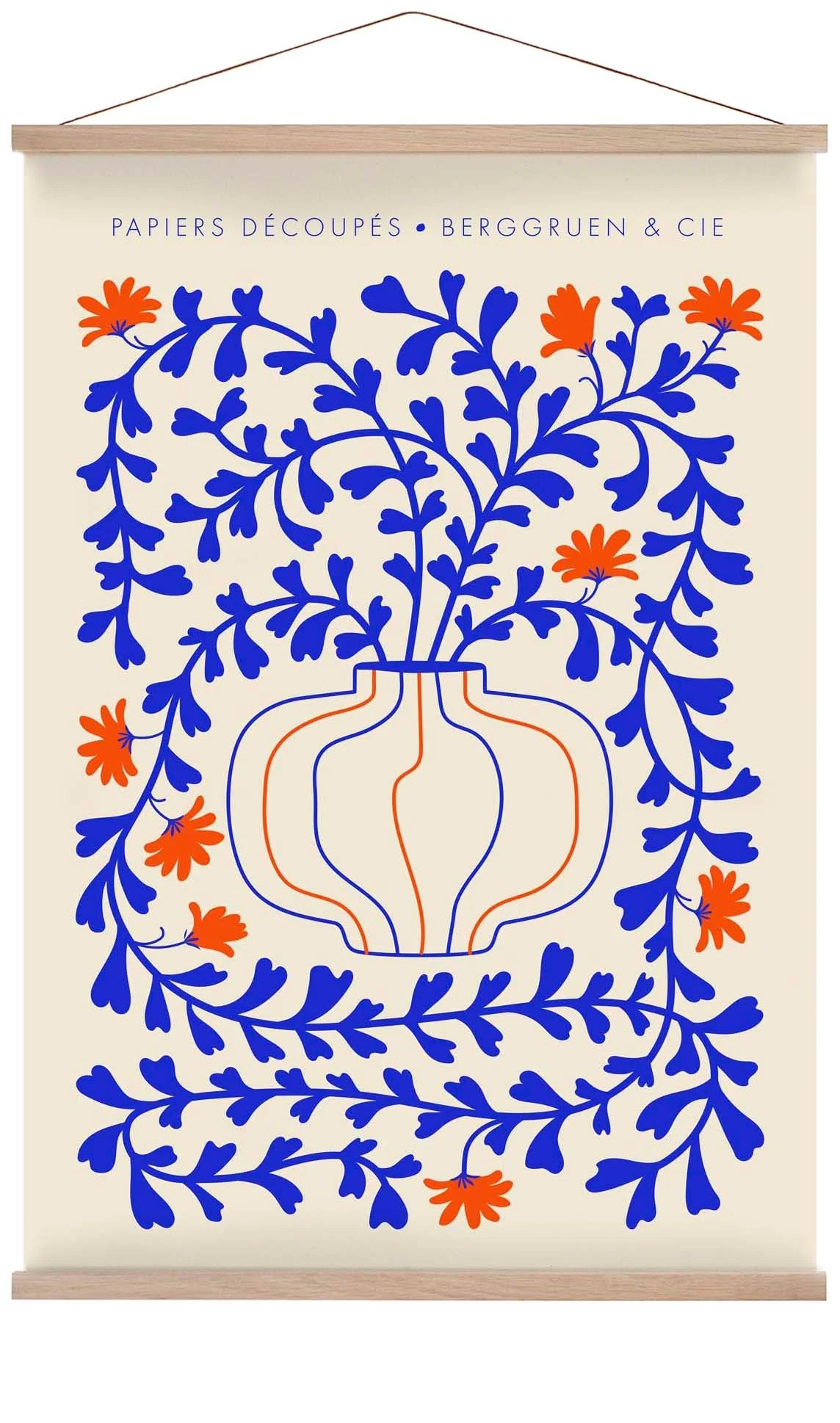Blaue Ranken Orange Blumen Papiers Découpés Kunstausstellung