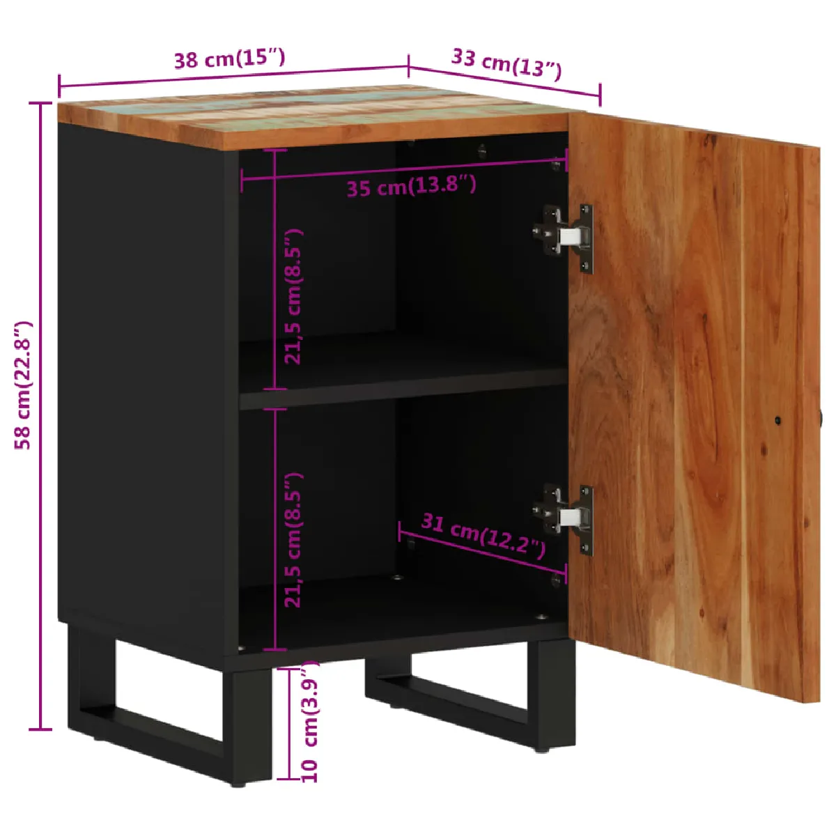 vidaXL Armoire de salle de bain bois massif de récupération