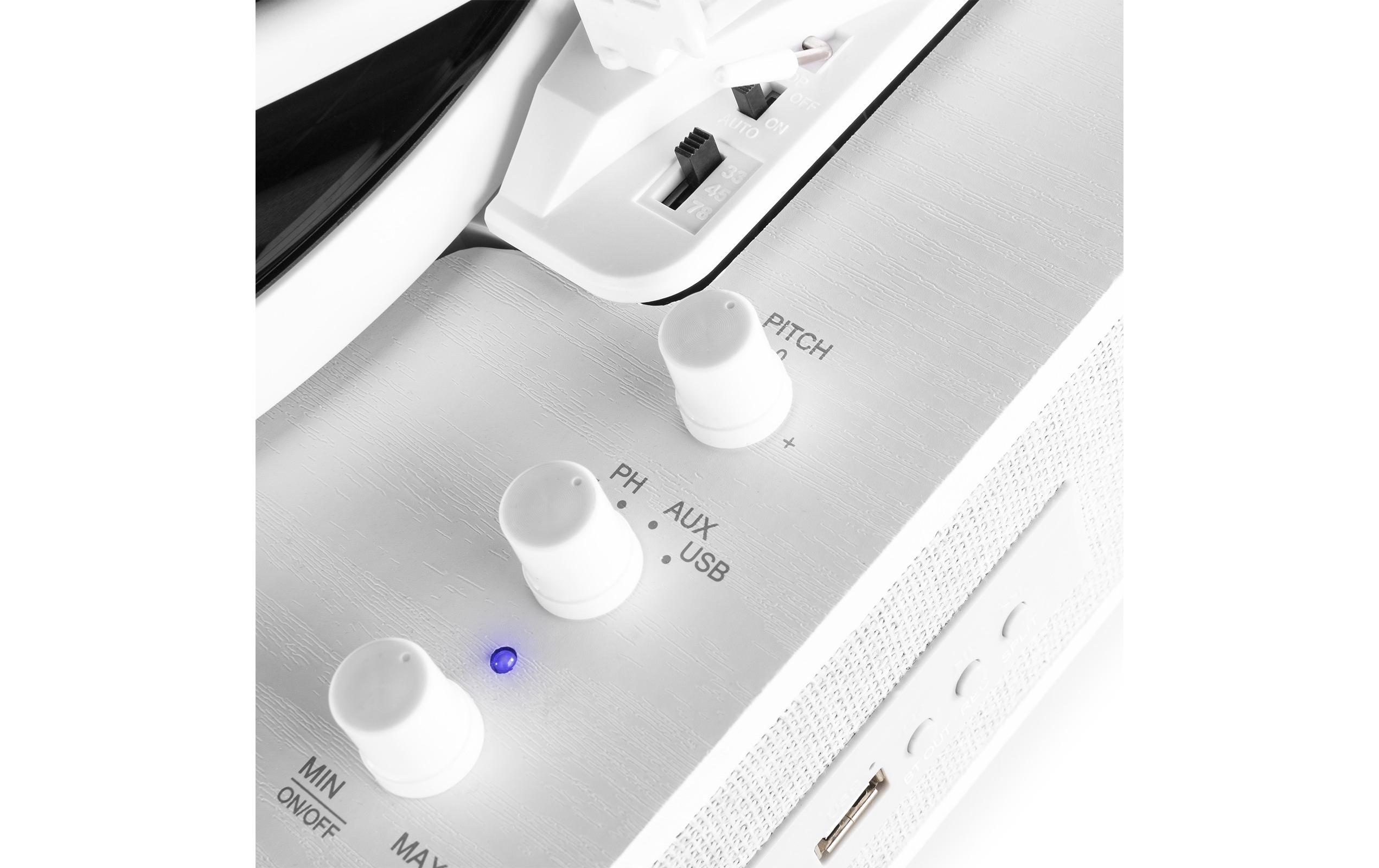Plattenspieler mit Bluetooth RP162 Weiss<br>Retro Plattenspieler mit Bluetooth, USB-Player und Umwandlungsmöglichkeit für Schallplatten