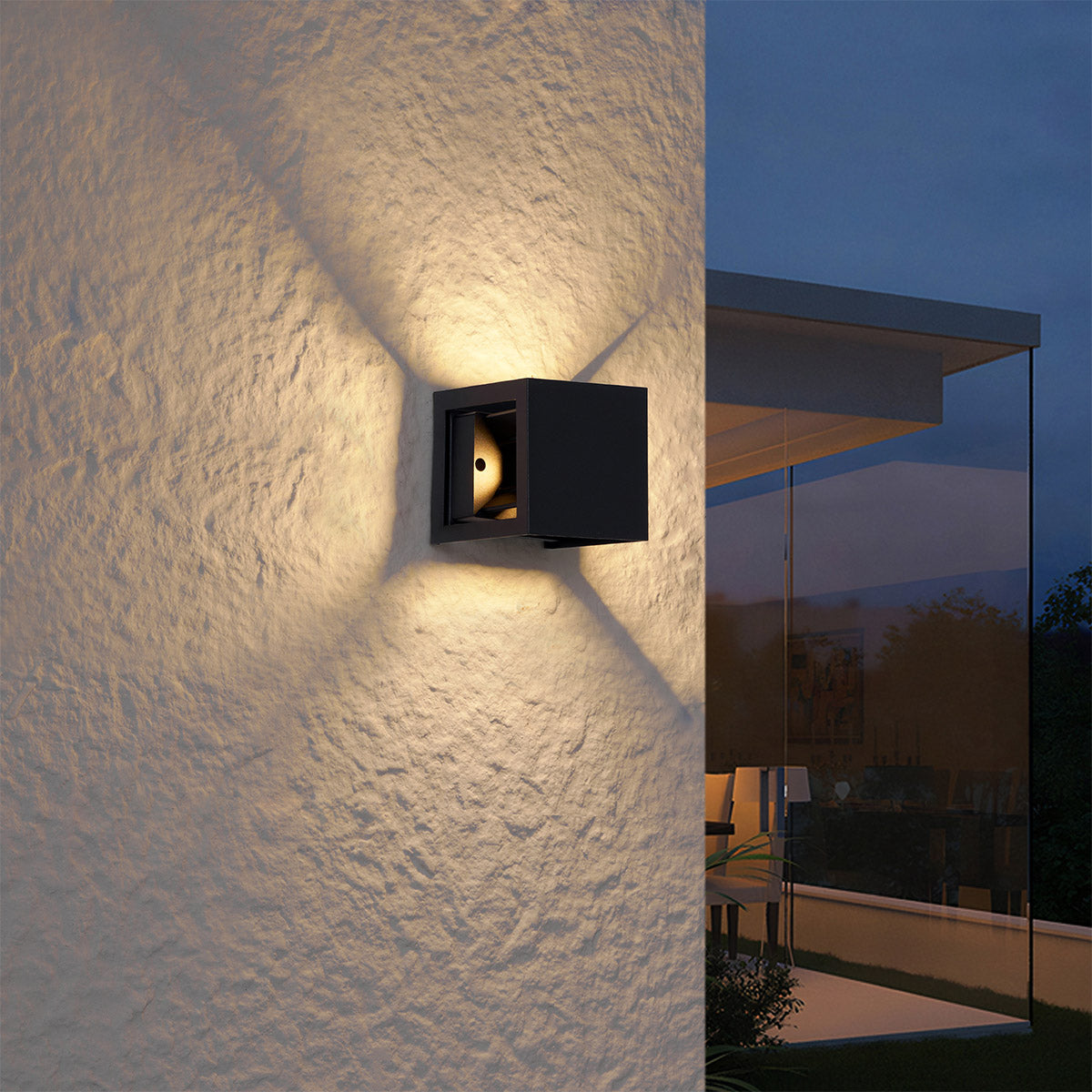 QAZQA Moderne wandlamp zwart incl. LED IP44 - Edwin Quadro