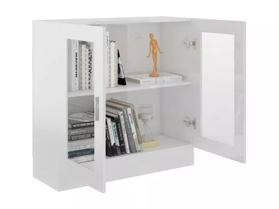 Armoire à vitrine Blanc brillant 82,5x30,5x80cm Bois ingénierie