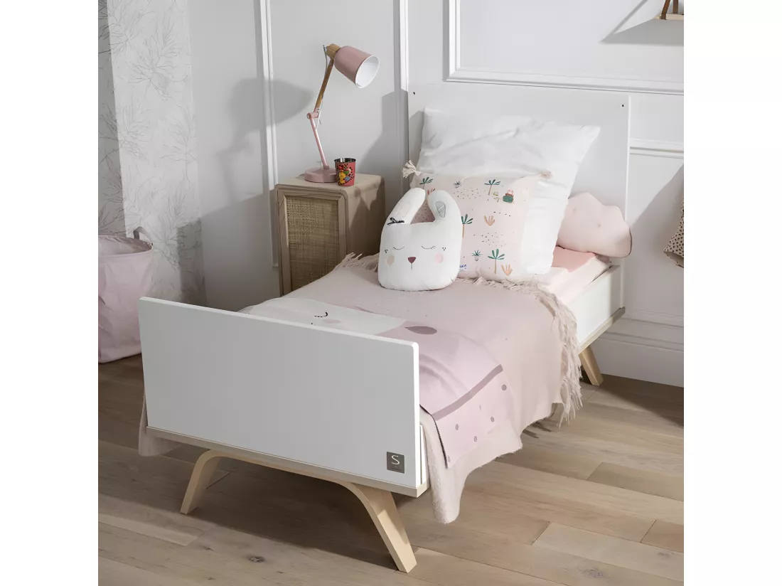 Lit bébé évolutif Serena Blanc et bois