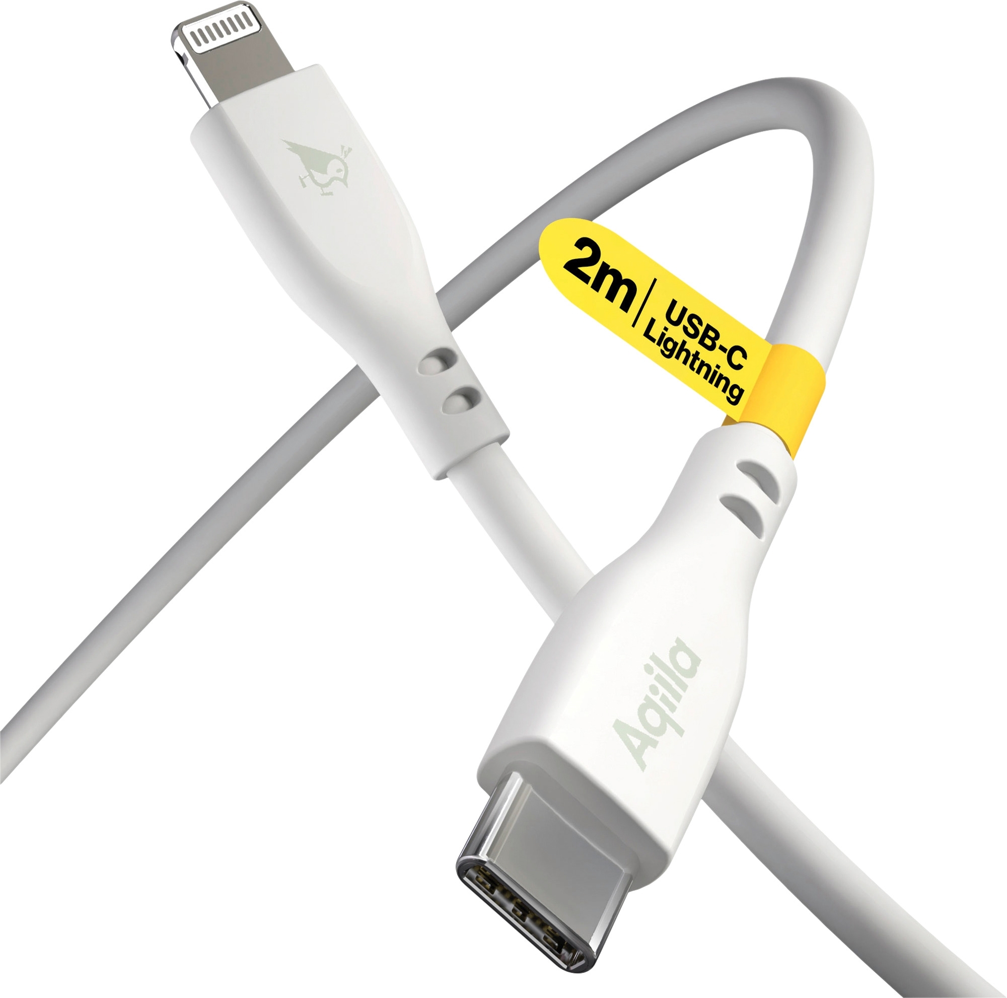 Aqiila Cablebird CS22 Lade/ Sync Kabel USB C zu Lightning 30 W 2 Meter weiß