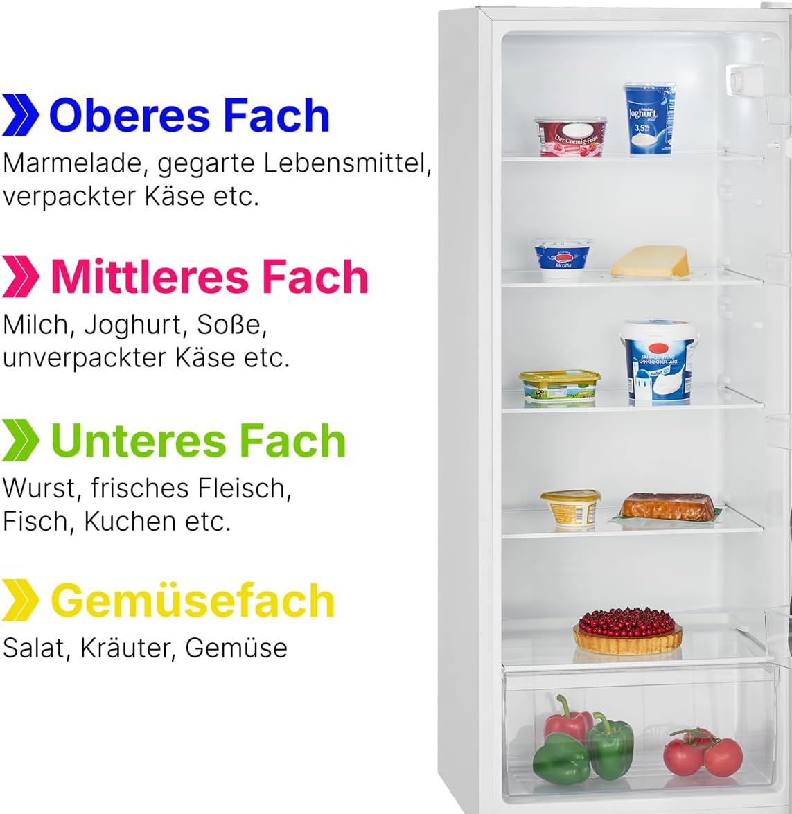 Bomann® Kühlschrank ohne Gefrierfach | Energieklasse E | 143cm | 5 Ablagen | 0°C ~ +8°C | leise 40dB | Getränkekühlschrank | 242L Flaschenkühlschrank | Kühlschrank groß | VS 7316.1 weiß