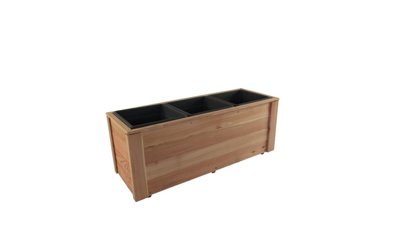 Hochbeet Lärche, 101 x 38 x 39 cm<br>Blumenkasten inkl. 3 Pflanzkasteneinsätze