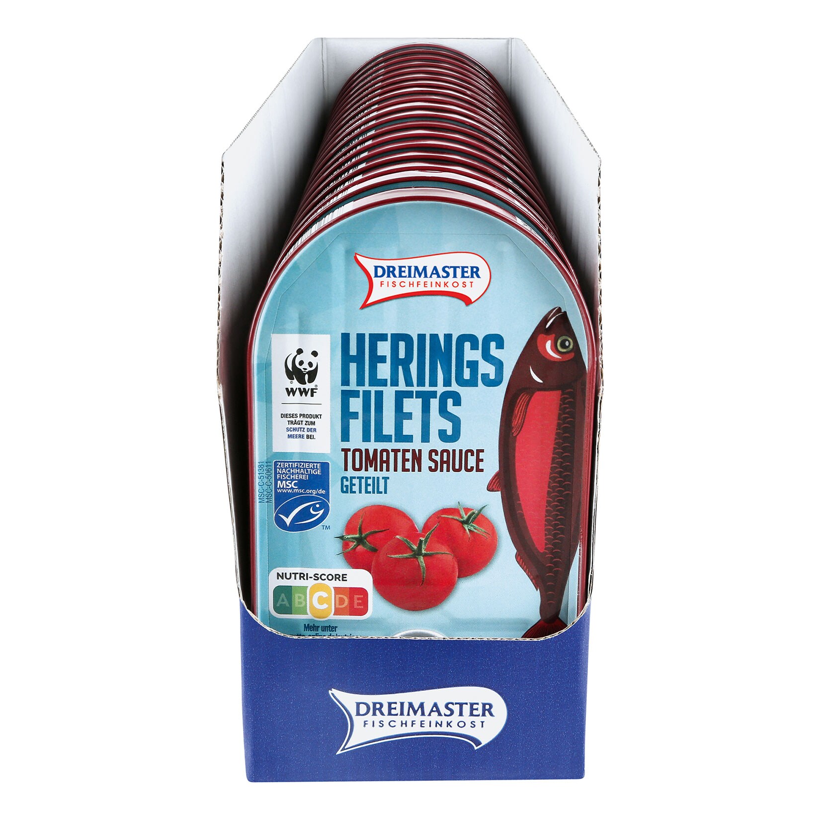 Dreimaster Heringsfilet in Tomatensauce 200 g, 18er Pack
