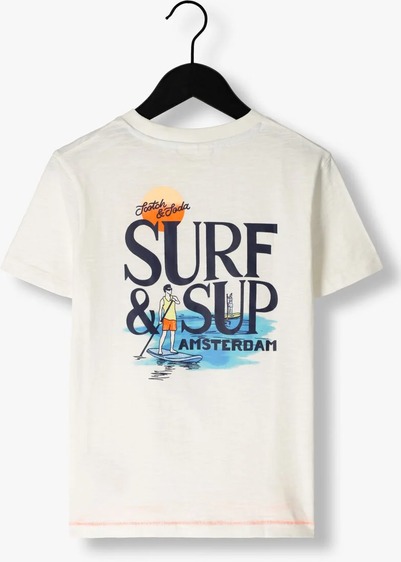SCOTCH & SODA gebroken wit scotch & soda t-shirt cotton in conversion artwork t-shirt