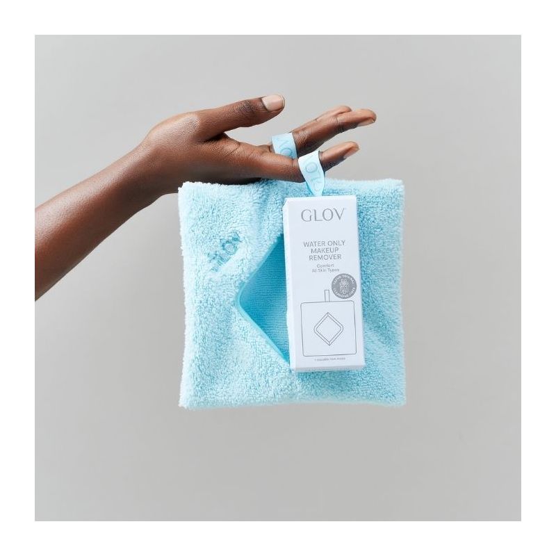 Gant serviette démaquillant réutilisable bleu Glov