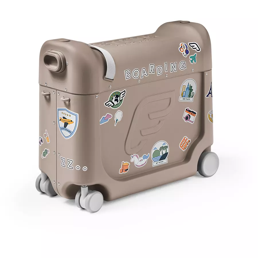 JETKIDS™ BY STOKKE® Aufsitzkoffer BedBox™ Limited Edition Creamy Cappuccino und Matratze CloudSleeper™ weiß