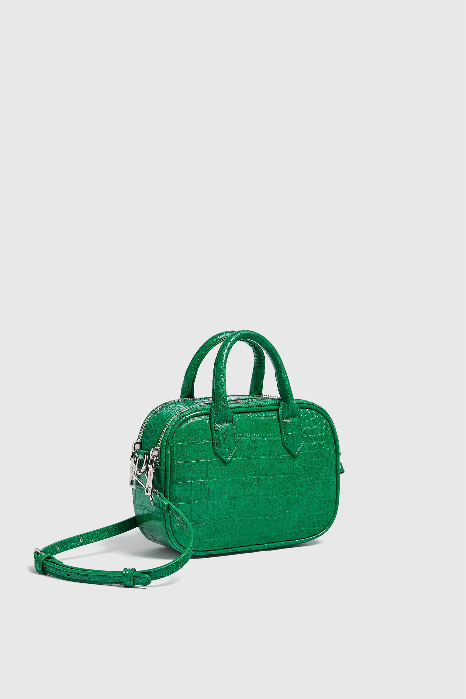 Bolsa transversal mini com efeito coco - verde