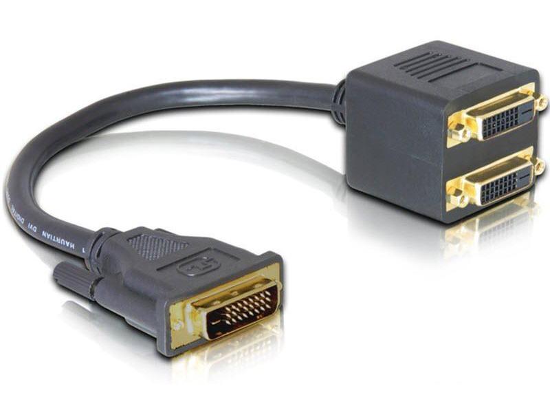 Delock 2-Port Signalsplitter DVI-D - DVI-D Stecker 24 1 auf 2x 24 1