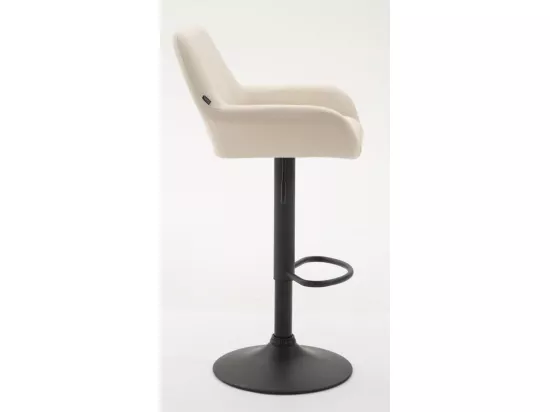 Lot de 2 Tabouret de bar - Similicuir (PVC) & Métal noir mat - Crème - Braga