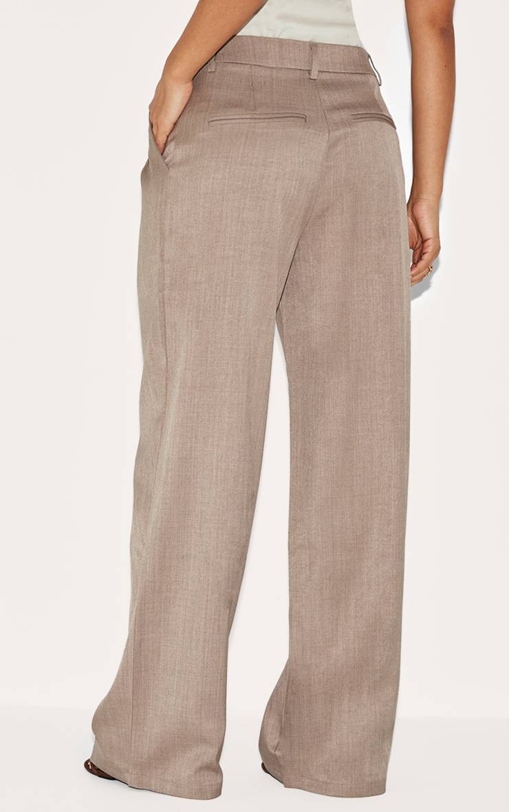 Taupe Pantalon Tailleur Large Petite Taille