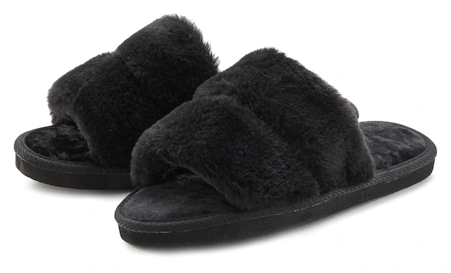 Vivance Hausschuh »Pantolette, Plüsch Hausschuhe, Mule, offener Schuh,«  VEGAN