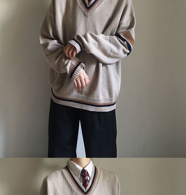 Bay Go Mall - Contrasterende rand cardigan / V-hals trui