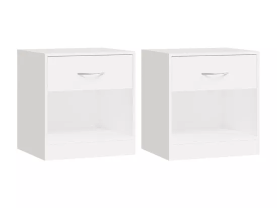 Table de chevet 2 pièces avec tiroir Blanc