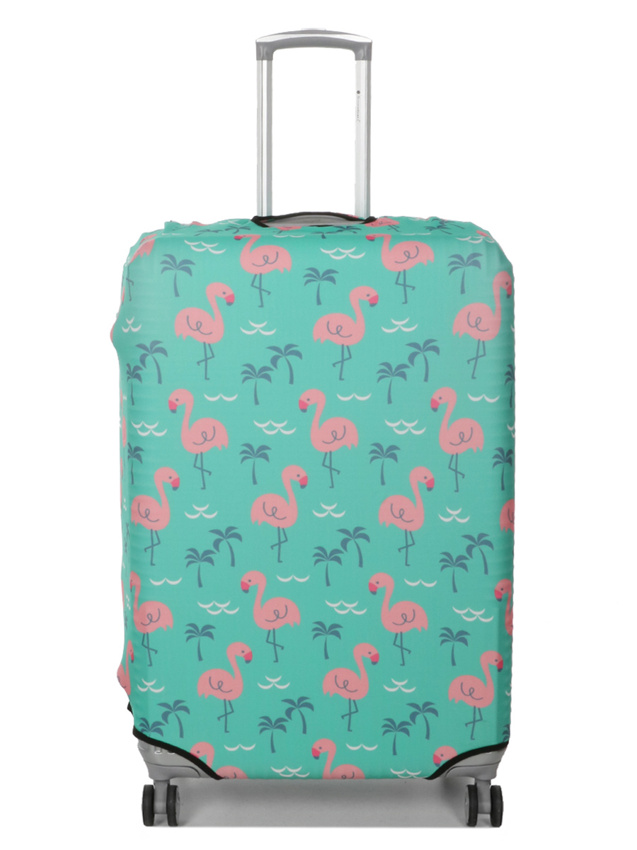 Housse de valise Periea Green with Pink Flamingos L