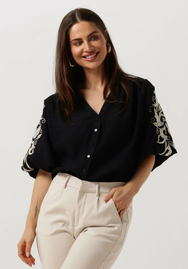 NUKUS zwarte nukus blouse tina blouse embroidery