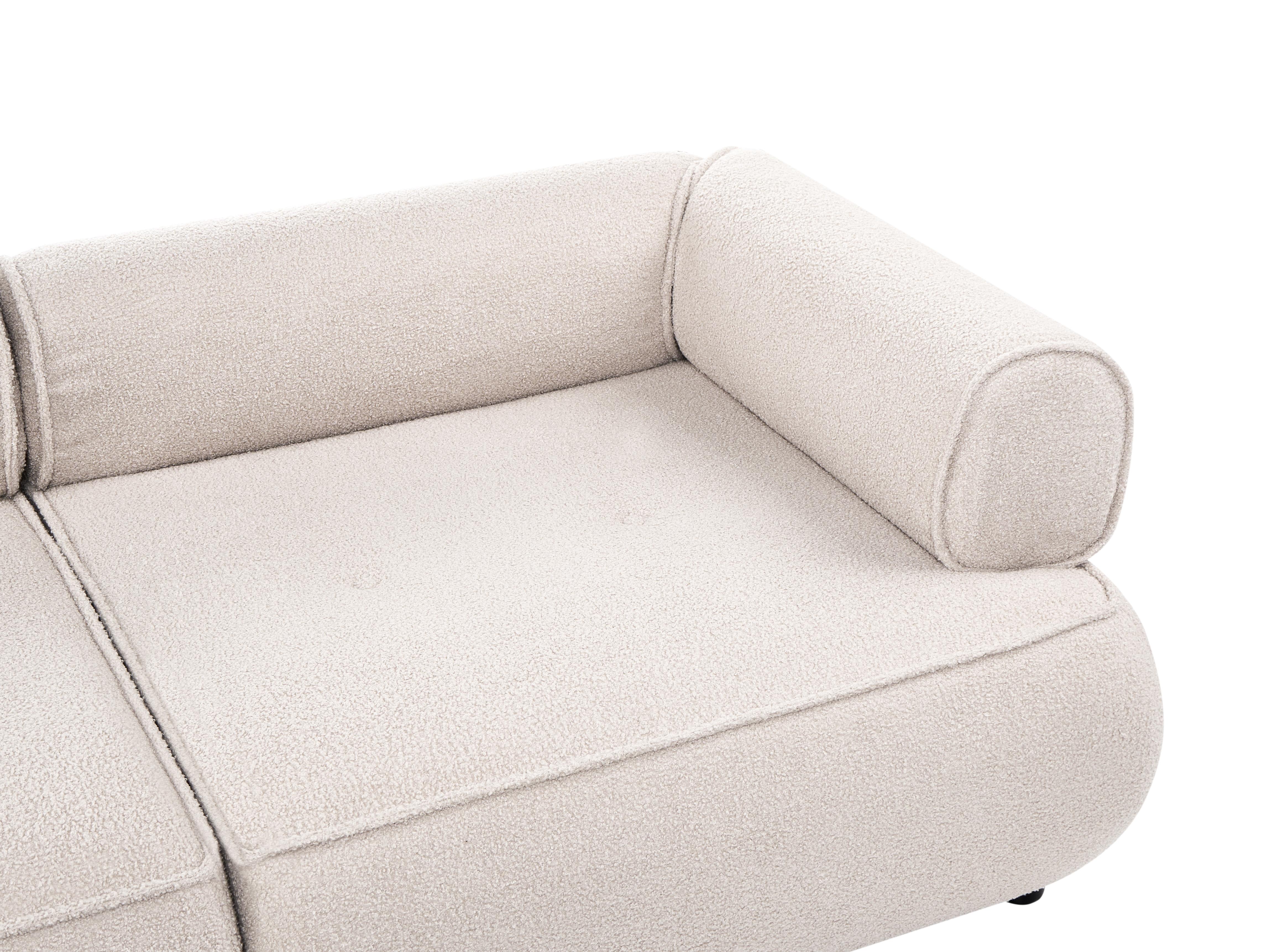 Bank 3-zits SALLA Bouclé Beige met ottomaan