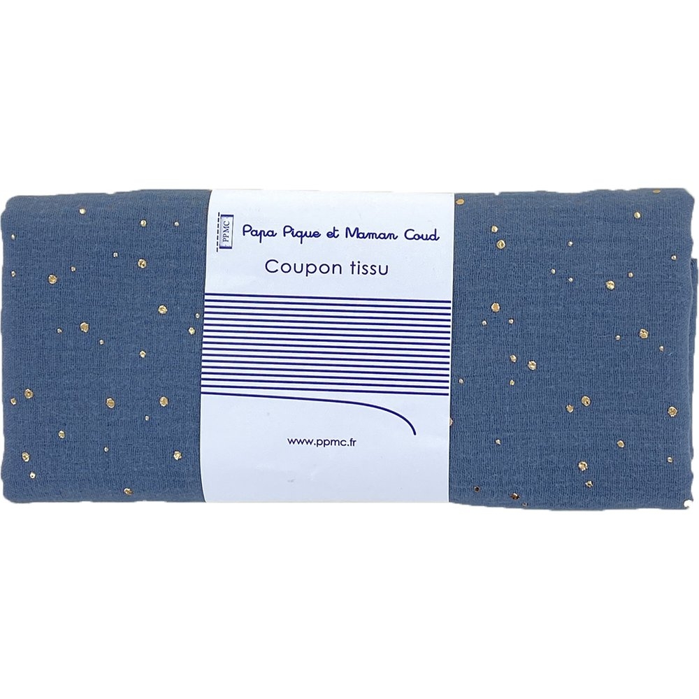 Coupon Tissu 50 Cm Gaze Gris Or