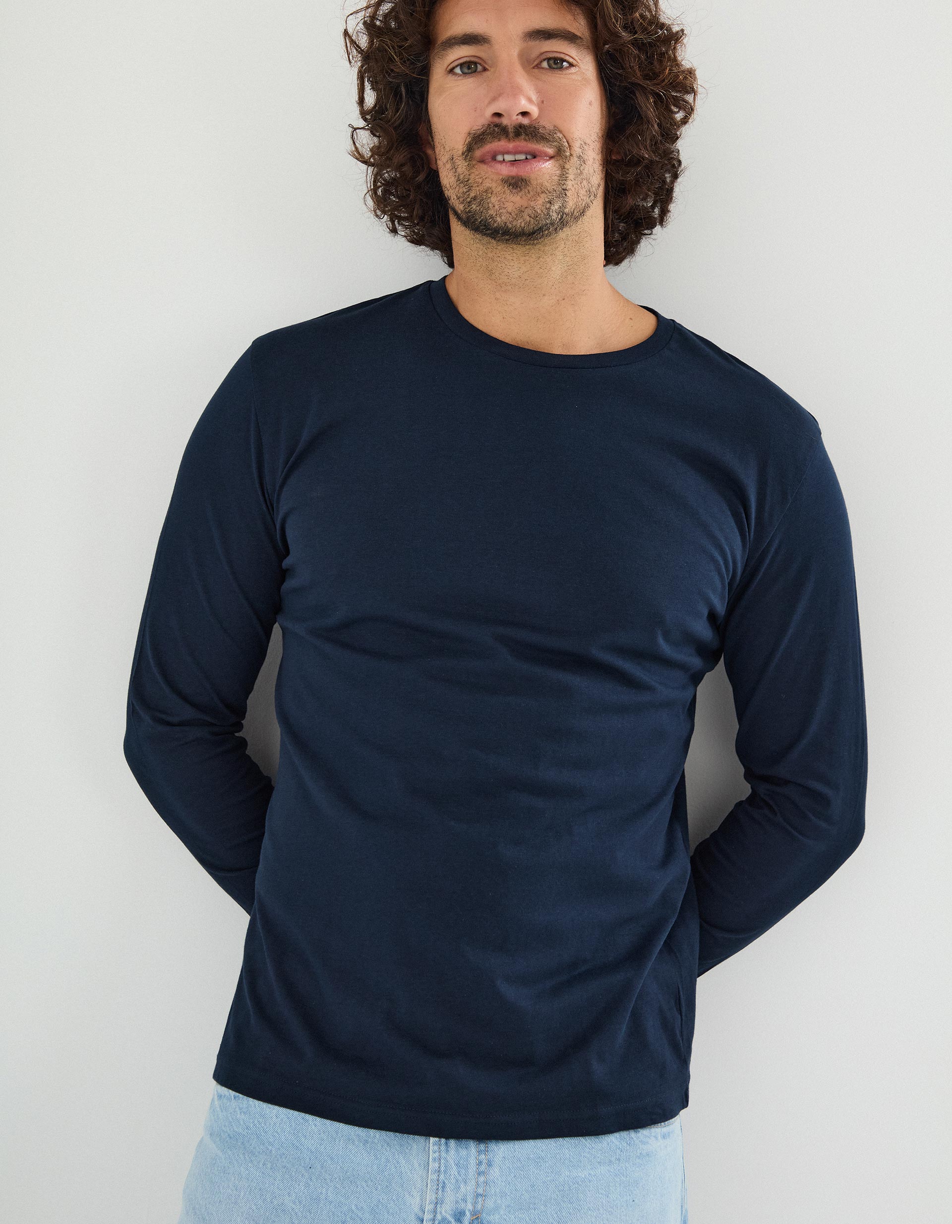 T-shirt Manga Comprida, Homem, Azul Escuro