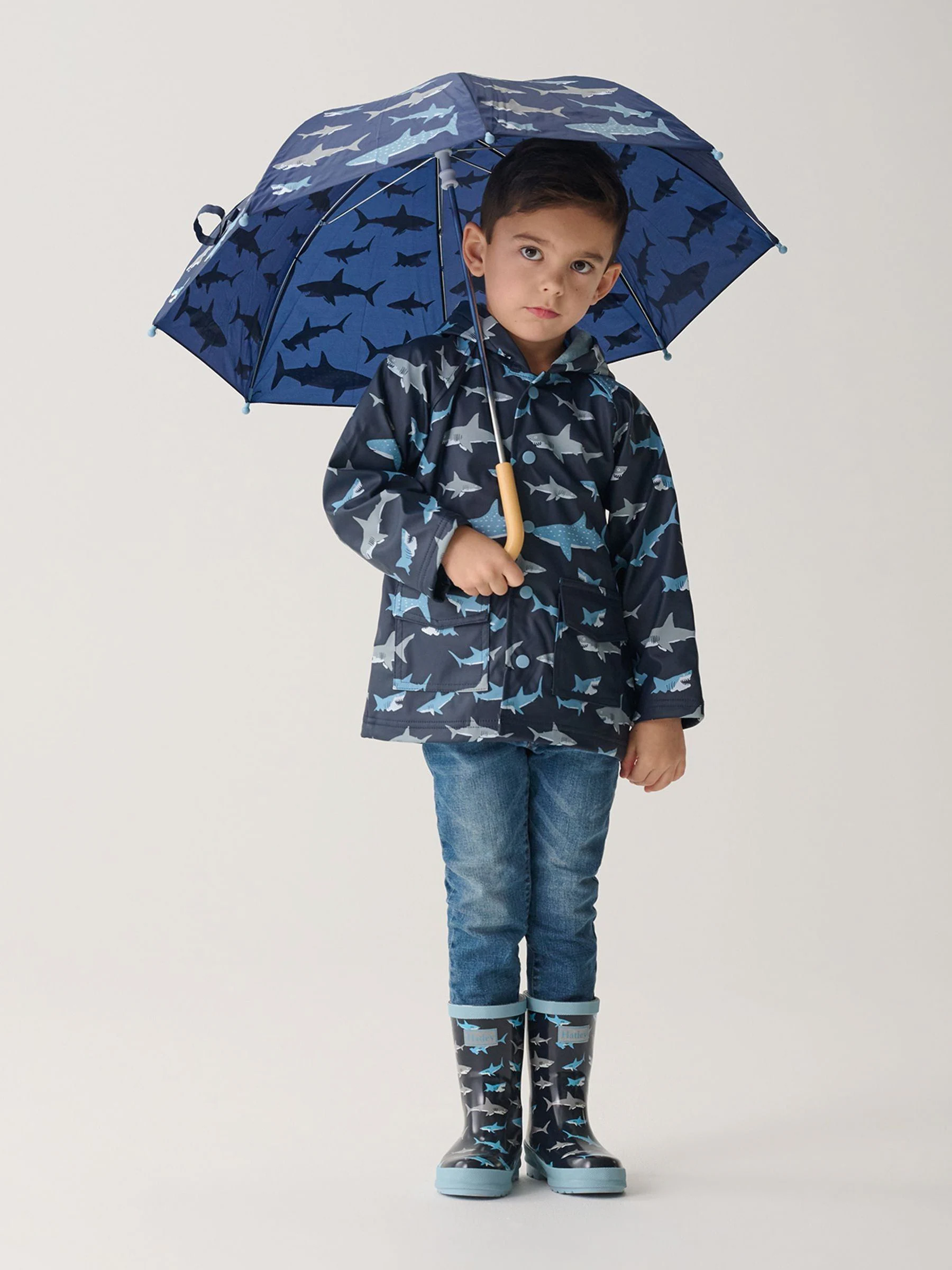 Blauw - Hatley Pink Shark Frenzy Rain Wellies
