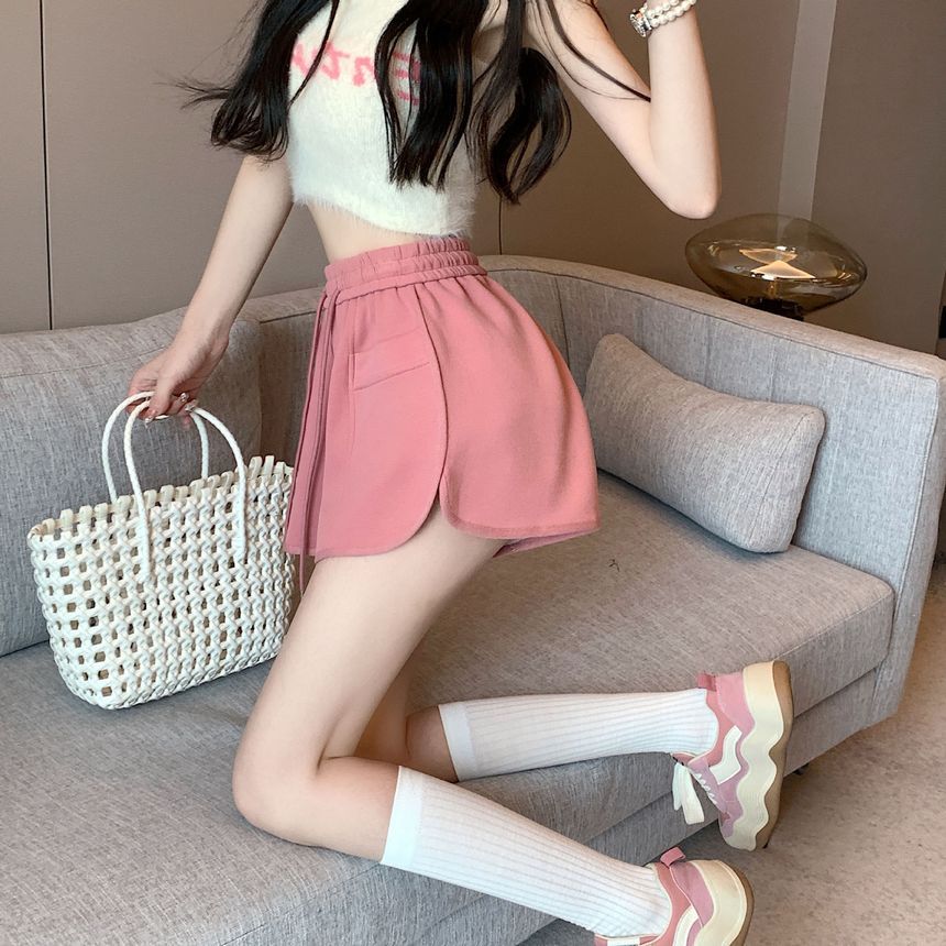 Girls Supply - Effen shorts met hoge taille en trekkoord