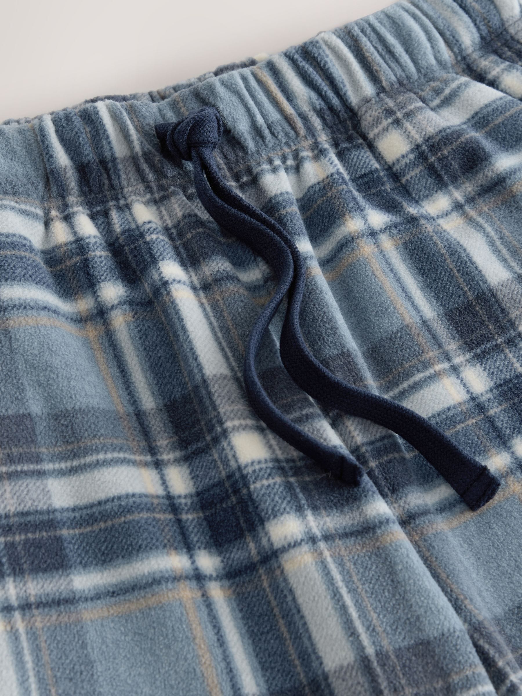 Donkerblauw - Thermische fleece pyjama's met ruit