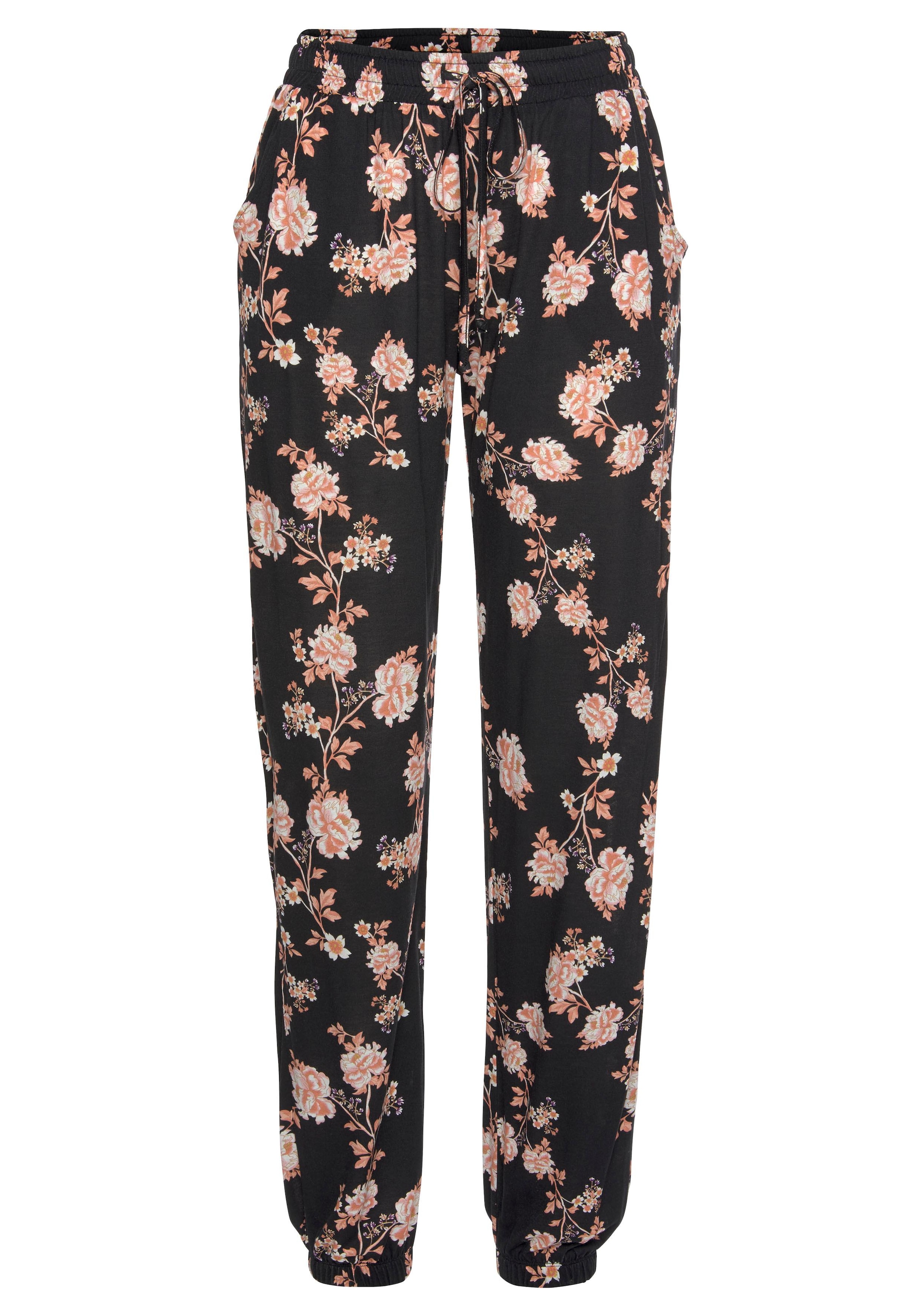 LASCANA Strandhose  mit floralem Alloverdruck und Taschen, elastisch, lockere Passform