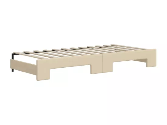 Lit de jour avec gigogne et matelas crème 80x200 cm tissu