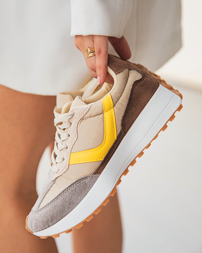 Basket femme beige sport à lacets - Giorgia