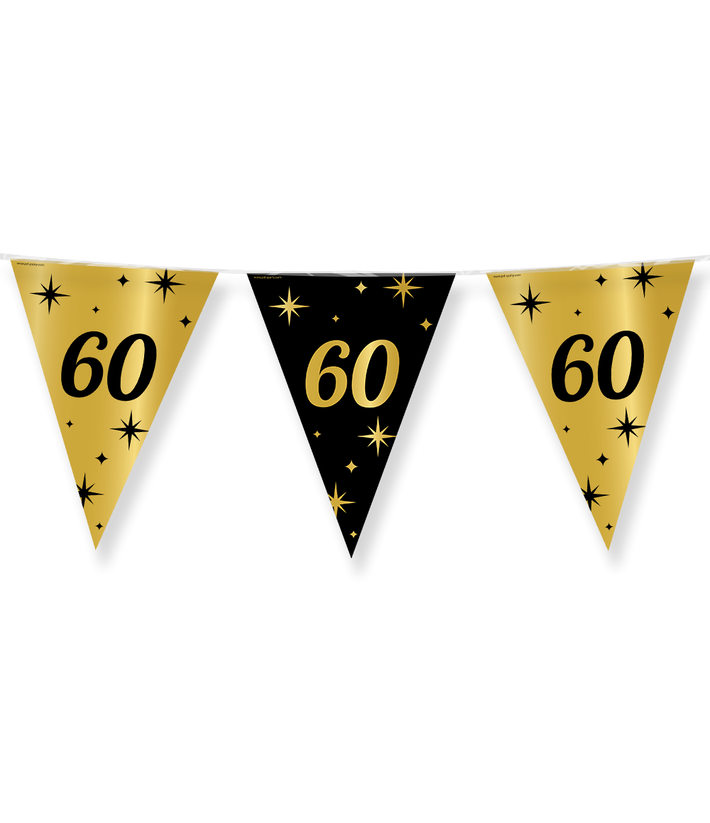 Vlaggenlijn 60 Jaar Goud Zwart 10m