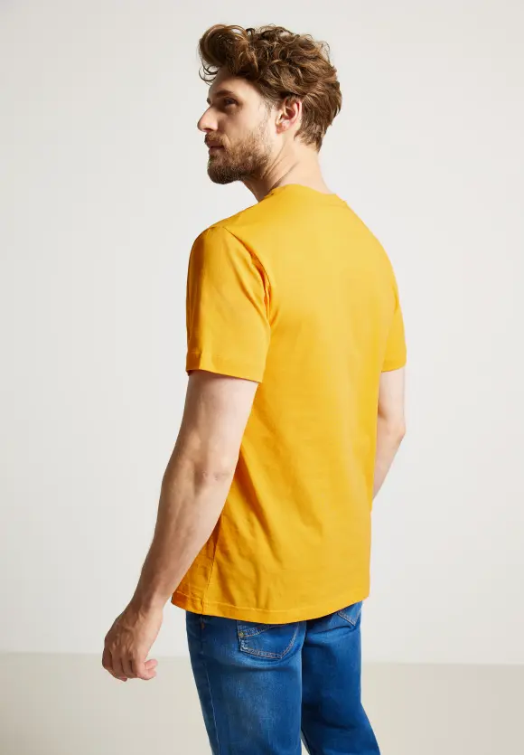 Basic T-Shirt in Unifarbe - sunset yellow