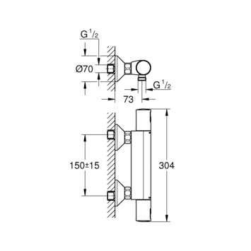 Grohe thermostatische douchekraan Precision Start - chroom 15 cm