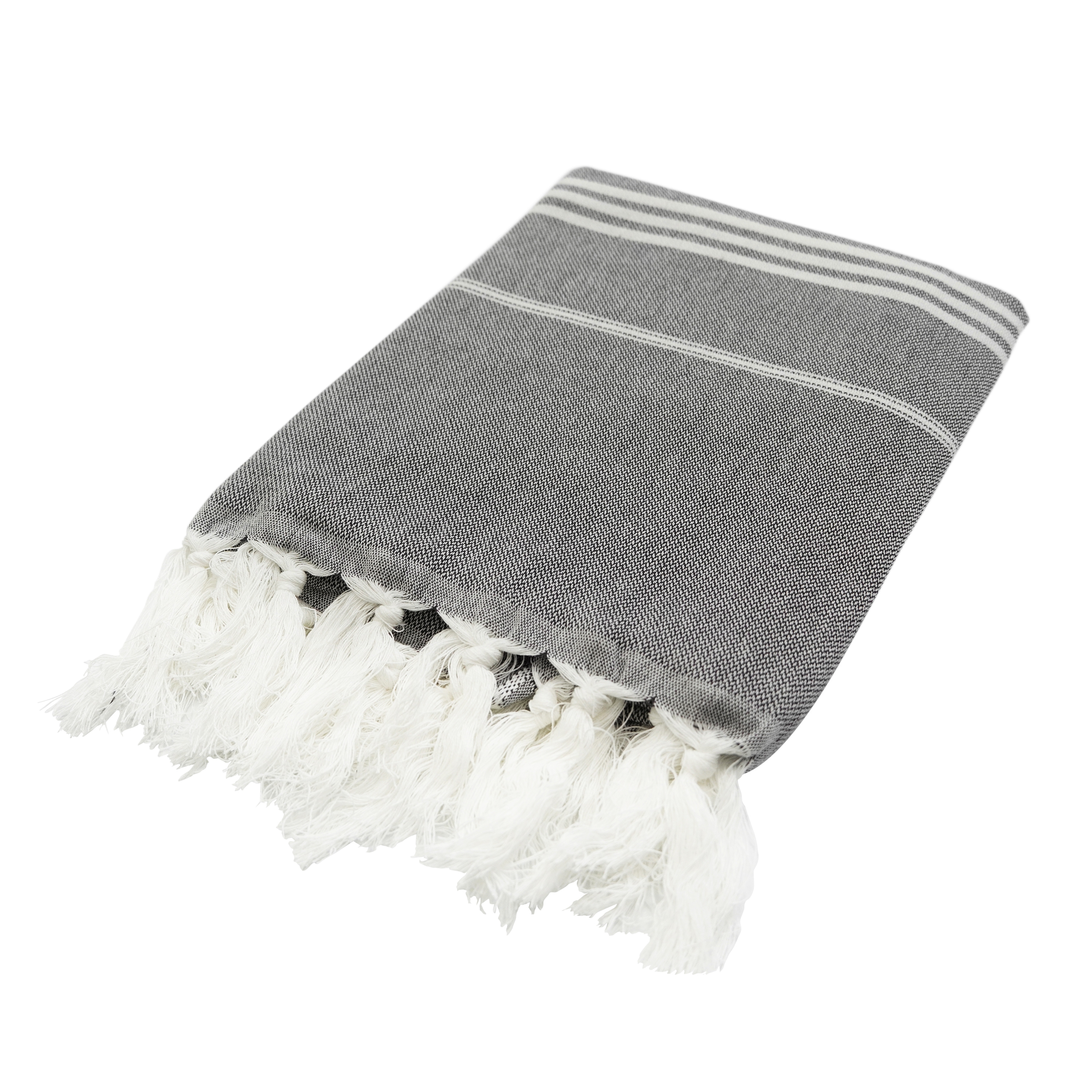 Strandtuch Baumwolle 100 x 180 cm 2er Set anthrazit/weiss