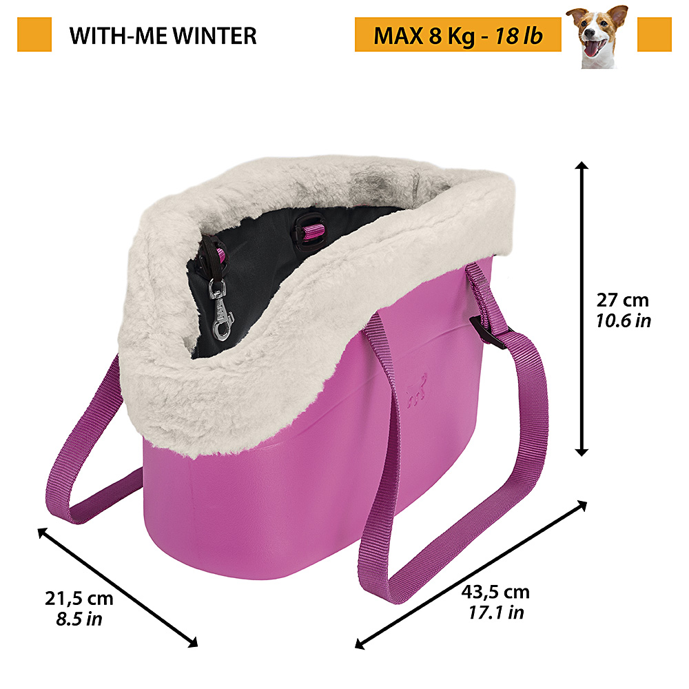 Ferplast sac de transport pour chiens with me winter, eva, caoutchouc souple plastifié, avec housse en fourrure écologique,