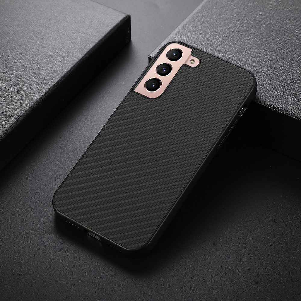 Samsung Galaxy S22 5G Hardcase Hülle im Carbon Leder Look - Schwarz