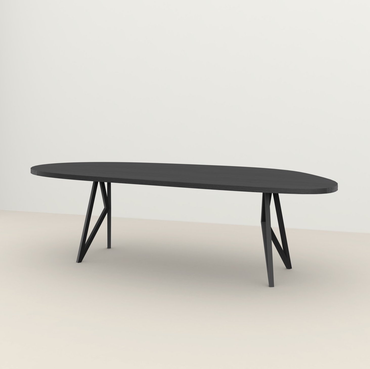 Studio HENK tafel Butterfly Blob - zwart frame, zwarte beits 300 x 100 | Zwarte Beits | Rechte Rand | Frame Zwart