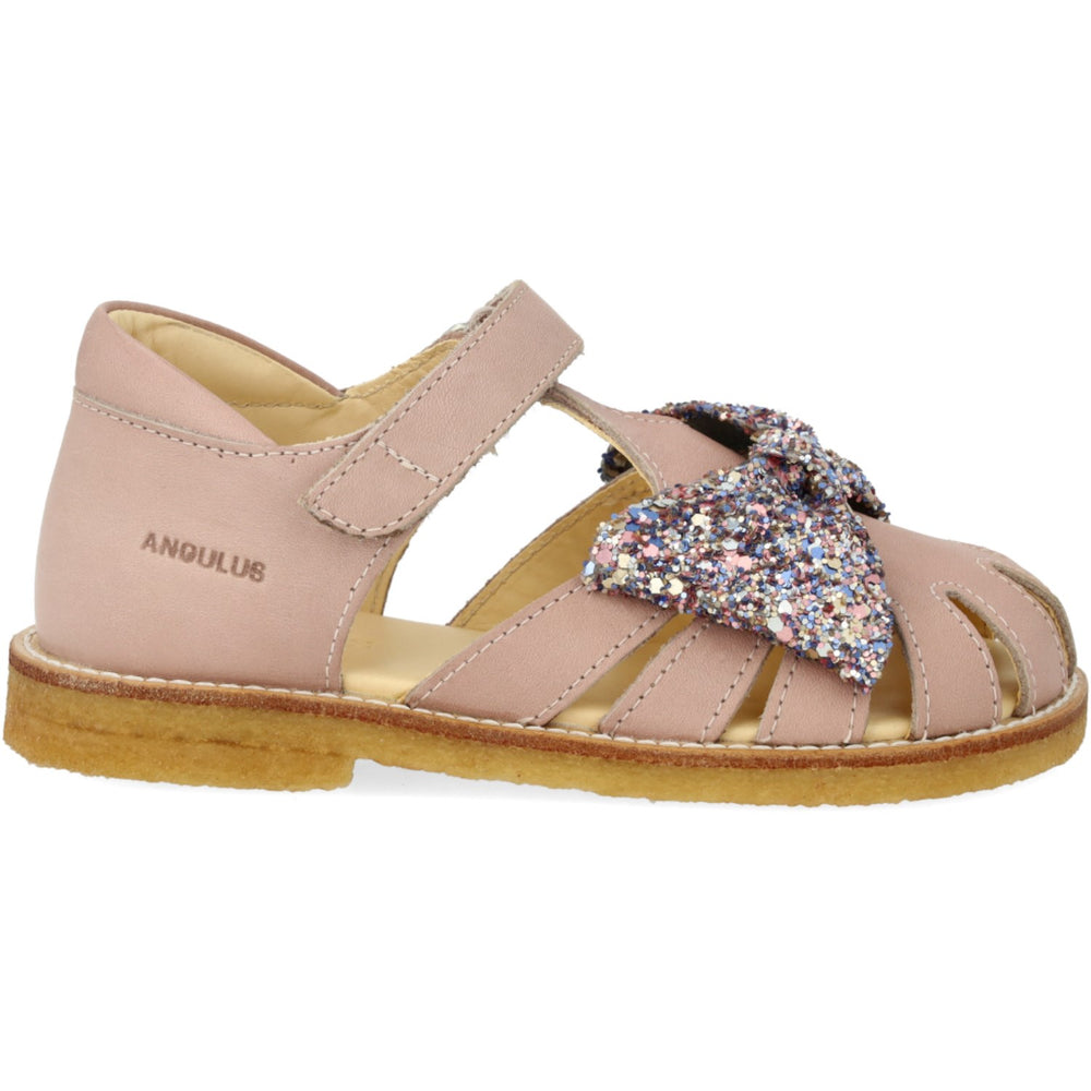Køb Angulus Rosebud/Pastel Multi Glitter Sandal Med Glittersløjfe Og Velcrolukning