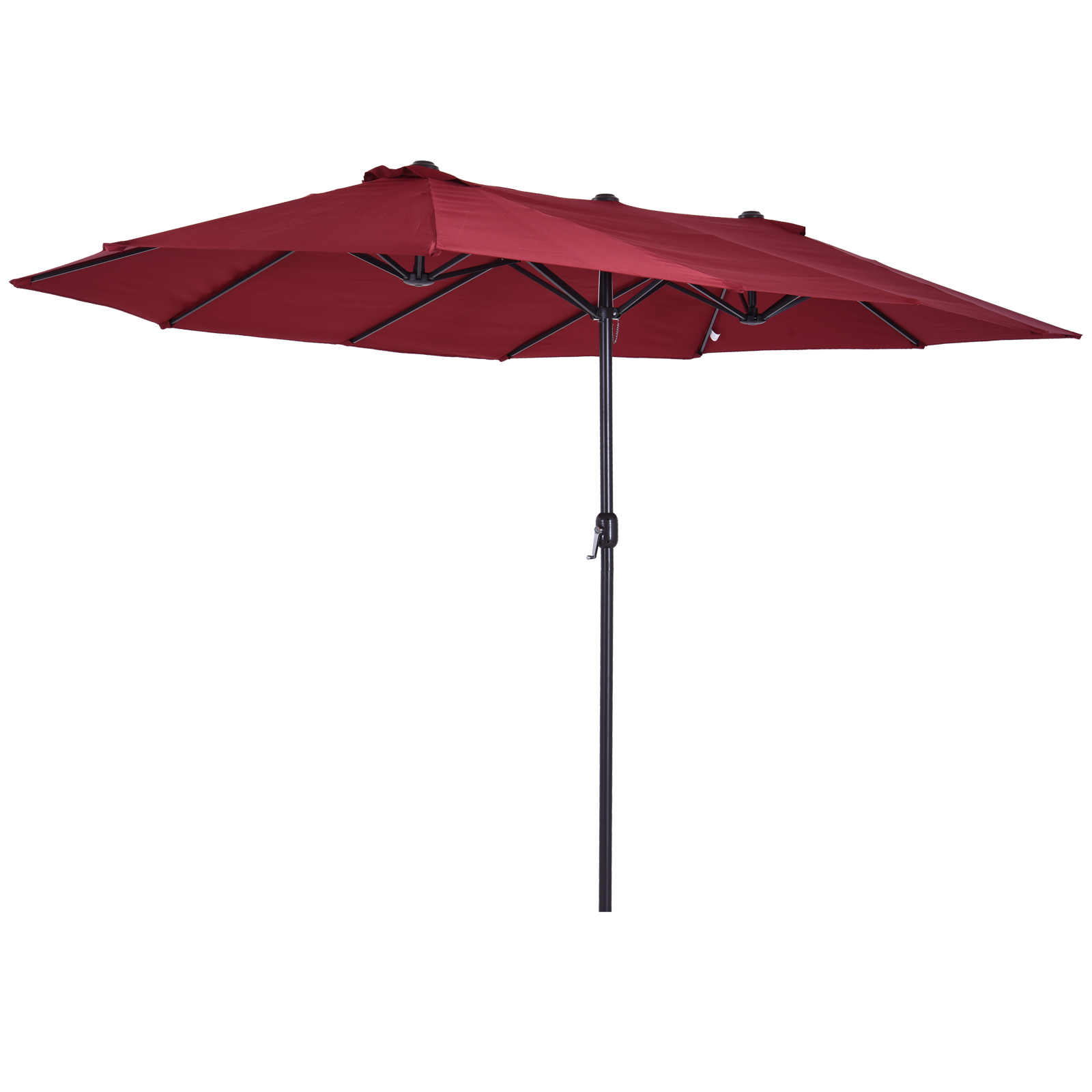 Guarda-sol Outsunny para pátio externo, guarda-sol grande de jardim de 4,6 x 2,7 m com manivela manual, à prova d'água e com proteção solar para pátio, praia e piscina, vermelho.