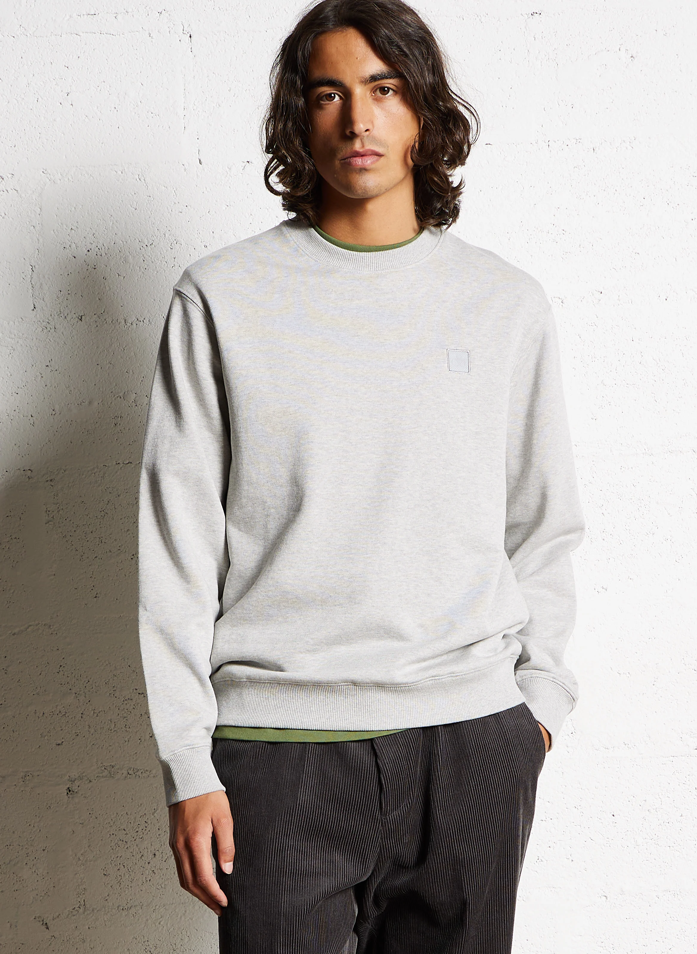 Sweat ample col rond en coton | Gris