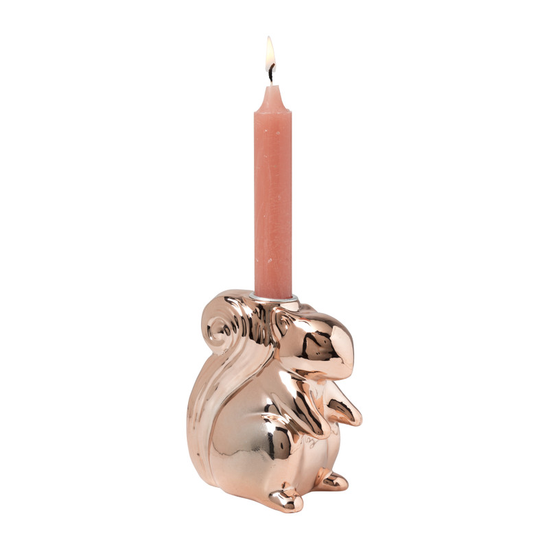 Dinerkaarshouder eekhoorn - rosé goud - 12.5 cm