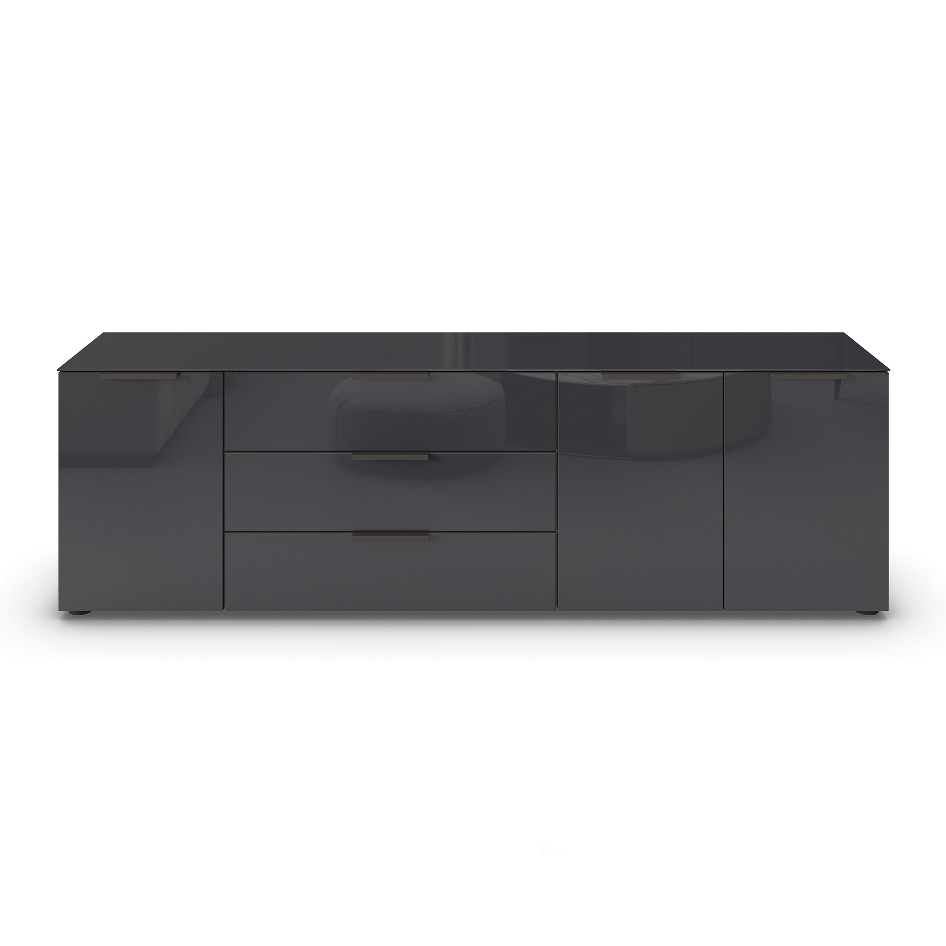 Lowboard - Artisan Eiche - Glas basalt - 199 cm