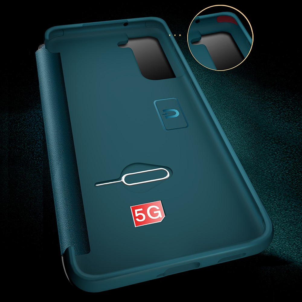 Samsung Galaxy S21 FE 5G Leder Hülle Slim Window View Flip Case - Violett