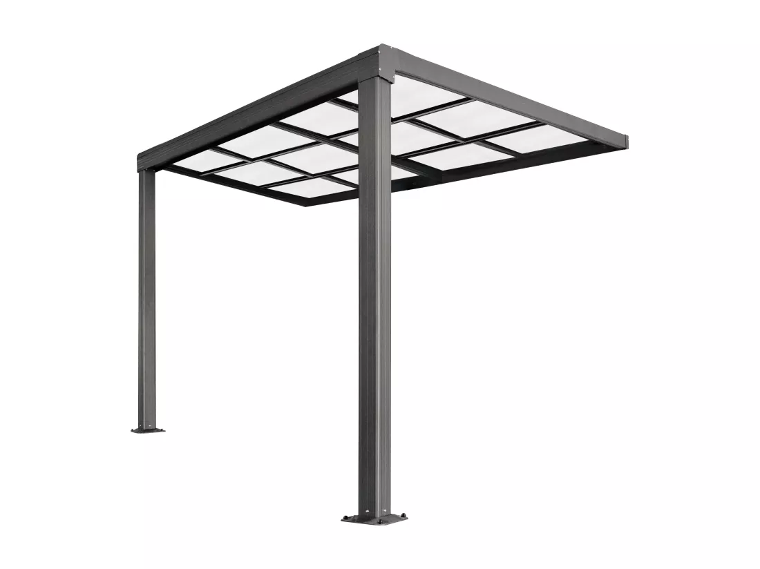 Pergola adossée en aluminium avec toit coulissant - 9 m² - anthracite - IZEDA