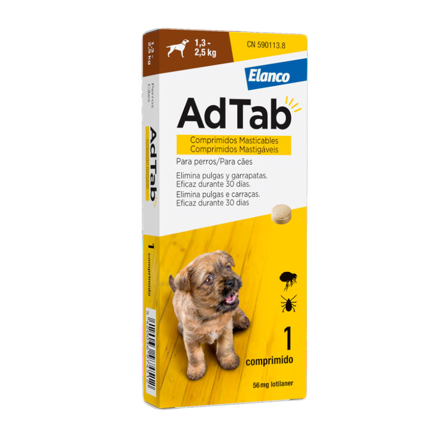 Comprimidos antiparasitários mastigáveis AdTab para cães