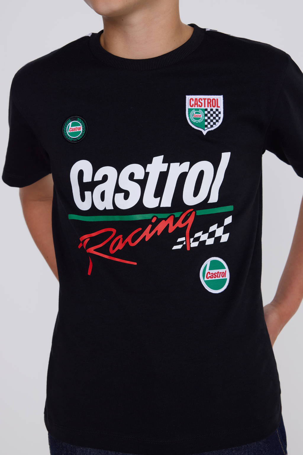 Coolcat t-shirt Castrol license met (back) print zwart
