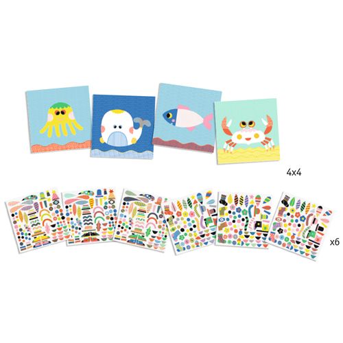 Djeco knutselset creëren met stickers - zeedieren