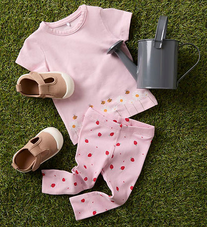Name It Leggings - Rib -  NbfDabua - Parfait Pink m. Jordb?r